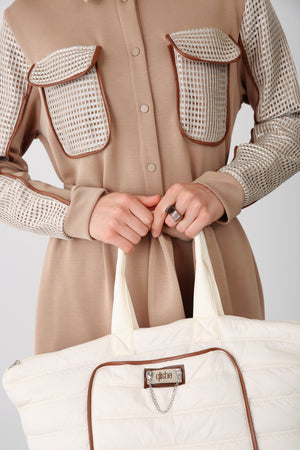 Wholesale Quilted Soft Tote Bag – Beige