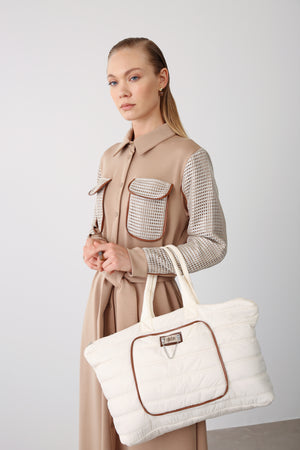 Wholesale Quilted Soft Tote Bag – Beige