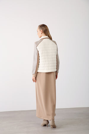 Wholesale Oysho Quilted Faux Leather Detailed Vest – Beige