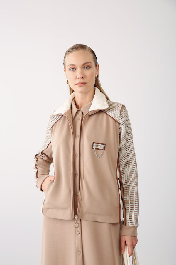 Wholesale Oysho Quilted Faux Leather Detailed Vest – Beige