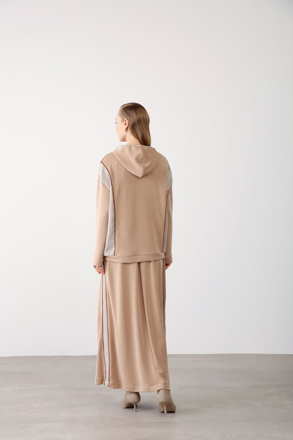Wholesale Oysho Mesh-Panel Skirt - Beige