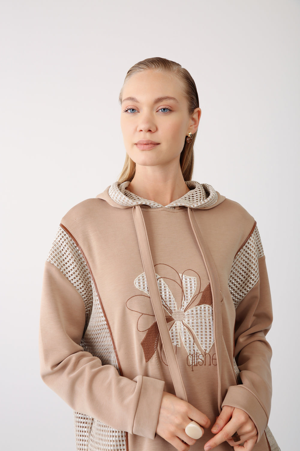 Wholesale Oysho Mesh-Detail Sweatshirt - Beige