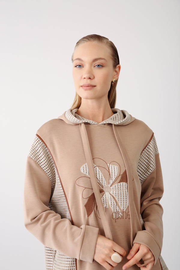 Wholesale Oysho Mesh-Detail Sweatshirt - Beige