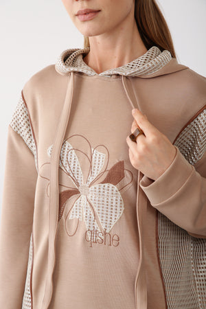 Wholesale Oysho Mesh-Detail Sweatshirt - Beige