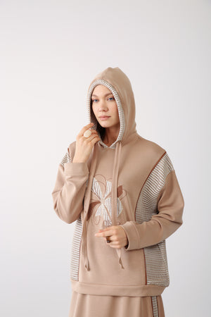 Wholesale Oysho Mesh-Detail Sweatshirt - Beige