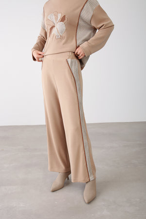 Wholesale Oysho Fabric Mesh-Detail Pants - Beige