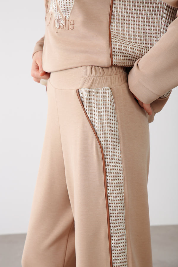 Wholesale Oysho Fabric Mesh-Detail Pants - Beige