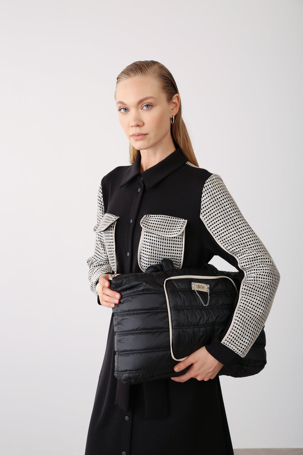 Wholesale Quilted Soft Tote Bag – Black