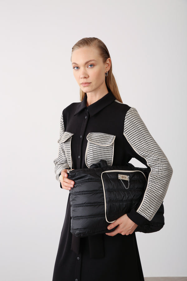 Wholesale Quilted Soft Tote Bag – Black