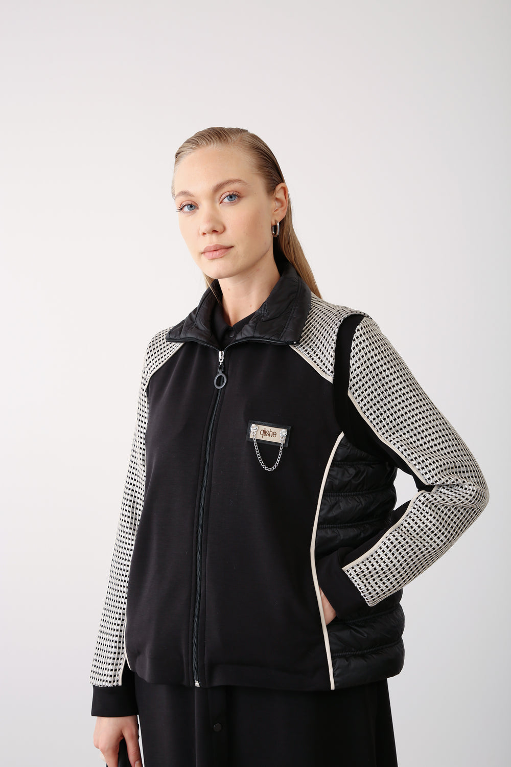 Wholesale Oysho Quilted Faux Leather Detailed Vest – Black