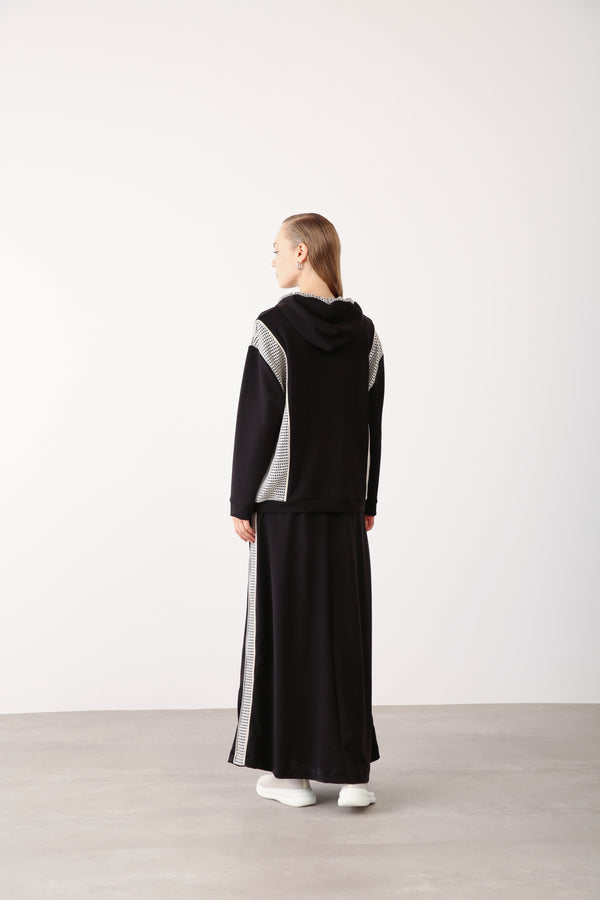 Wholesale Oysho Fabric Mesh-Panel Skirt - Black