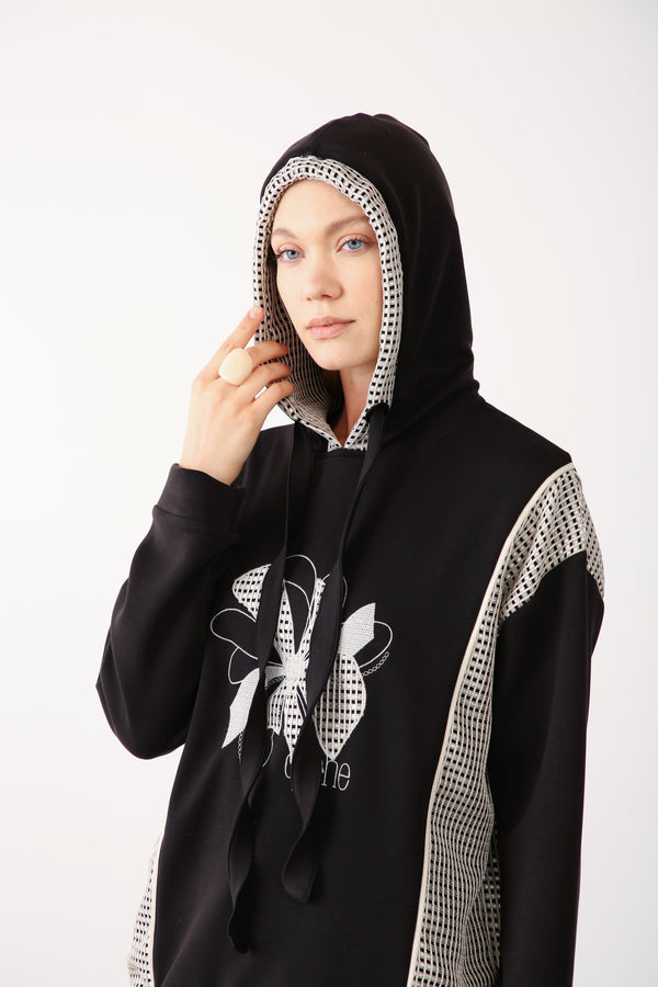 Wholesale Oysho Mesh-Detail Sweatshirt - Black