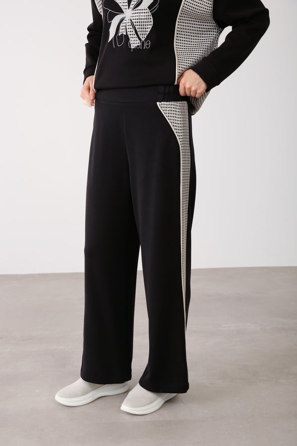 Wholesale Oysho Fabric Mesh-Panel Pants - Black