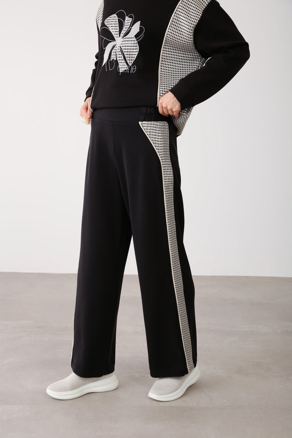 Wholesale Oysho Fabric Mesh-Panel Pants - Black
