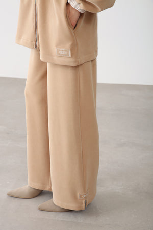 Wholesale Oysho Wide-Leg Elastic Waist Pants - Camel