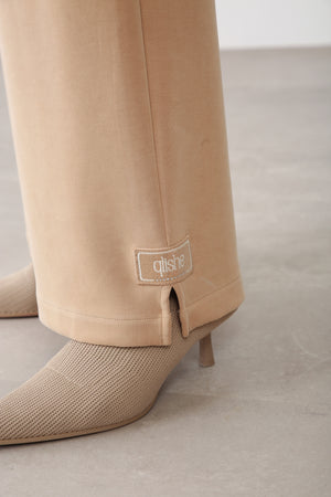 Wholesale Oysho Wide-Leg Elastic Waist Pants - Camel
