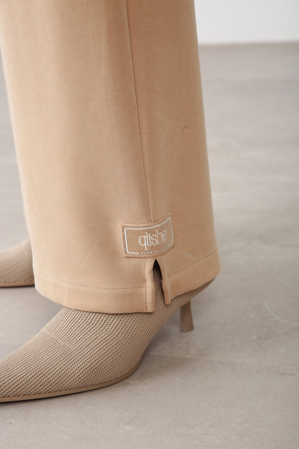Wholesale Oysho Wide-Leg Elastic Waist Pants - Camel
