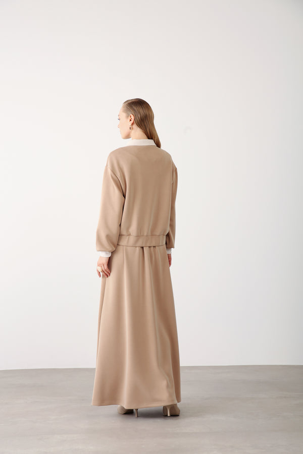 Wholesale Oysho Fabric Rhinestone Trim Zipper Jacket – Camel