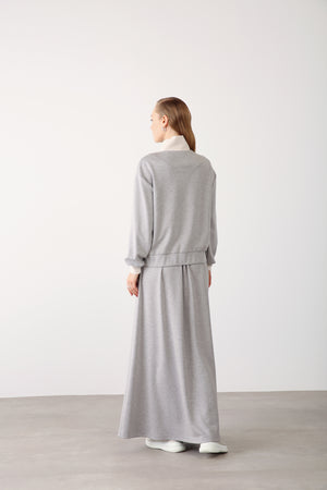 Wholesale Oysho Fabric Elastic Waist Long Skirt – Grey Melange