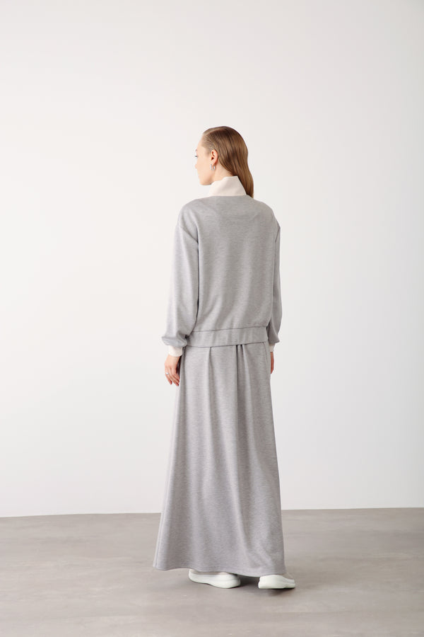 Wholesale Oysho Fabric Elastic Waist Long Skirt – Grey Melange
