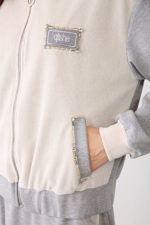 Wholesale Oysho Fabric Rhinestone Trim Zipper Jacket – Grey Melange