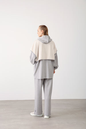Wholesale Oysho Two-Tone Zip-Up Hooded Jacket - Grey