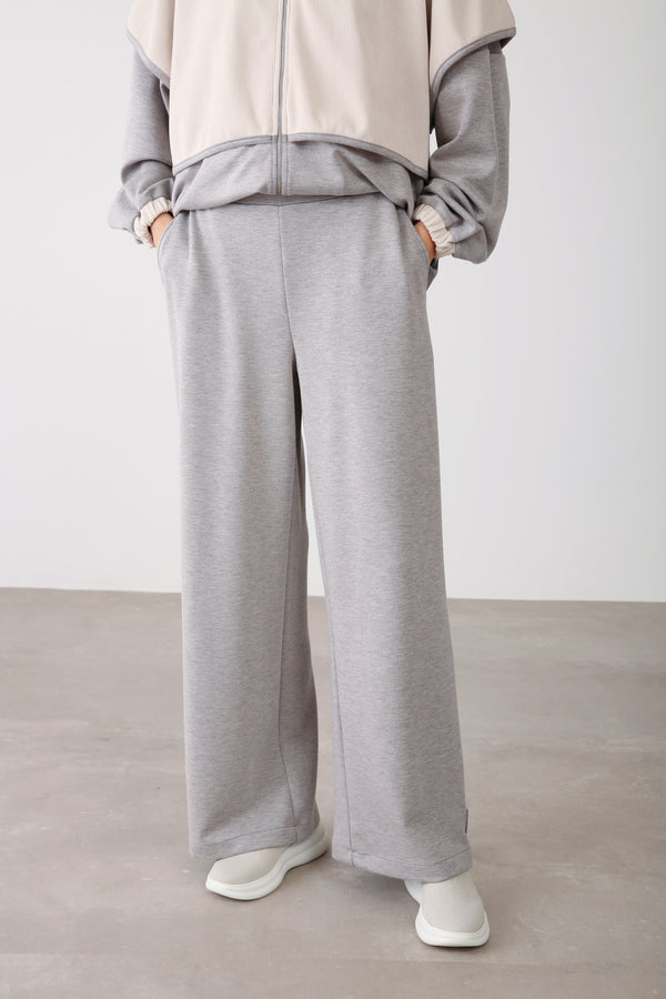 Wholesale Oysho Wide-Leg Elastic Waist Pants - Grey