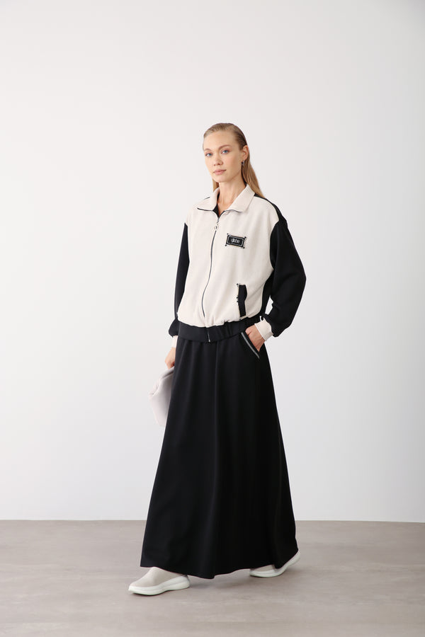 Wholesale Oysho Fabric Rhinestone Trim Zipper Jacket – Black