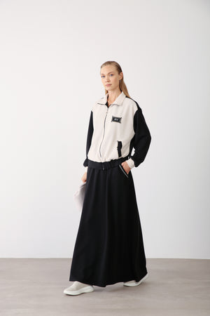 Wholesale Oysho Fabric Elastic Waist Long Skirt – Black