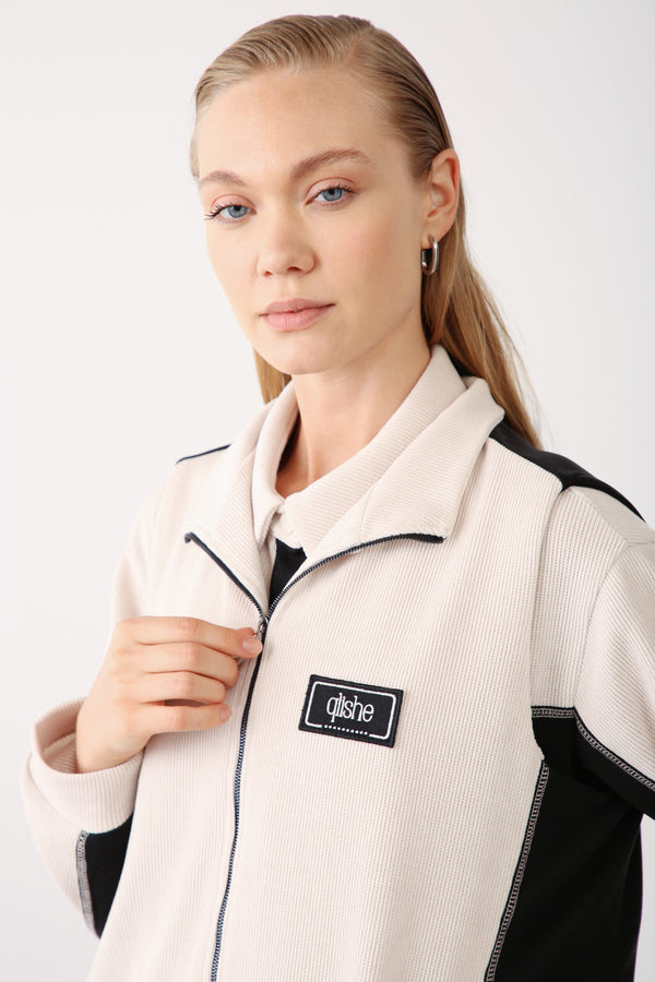 Wholesale Ultra-Soft Stretch Modal Fabric Contrast Panel Zip-Up Vest – Black