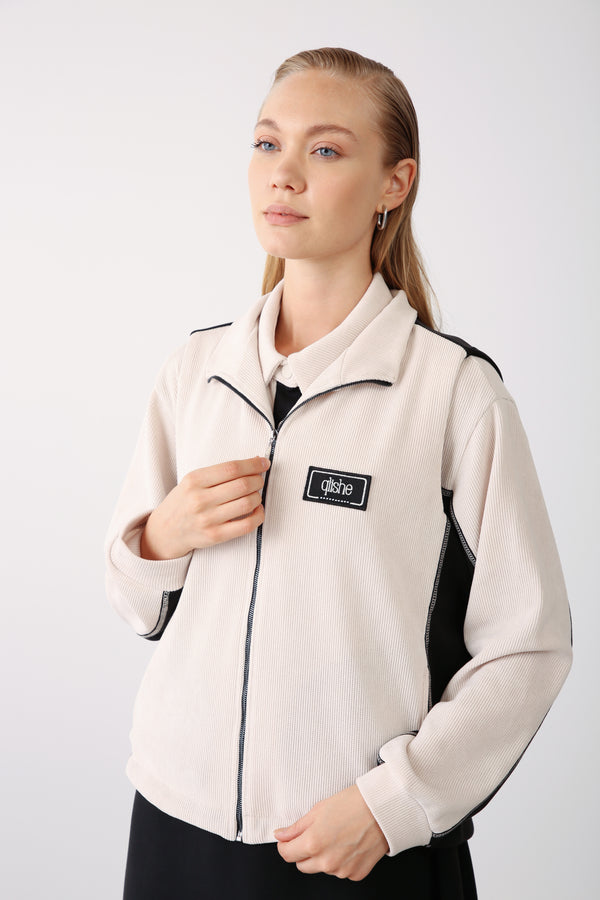 Wholesale Ultra-Soft Stretch Modal Fabric Contrast Panel Zip-Up Vest – Black