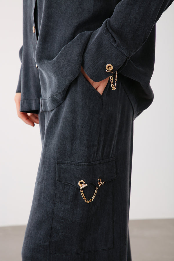 Wholesale Cupra Chain-Detail Pants - Black