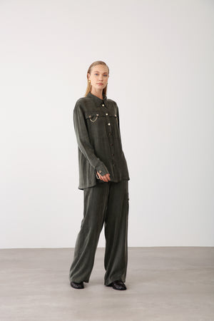 Wholesale Cupra Chain-Detail Pants - Khaki