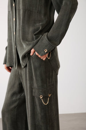 Wholesale Cupra Chain-Detail Pants - Khaki