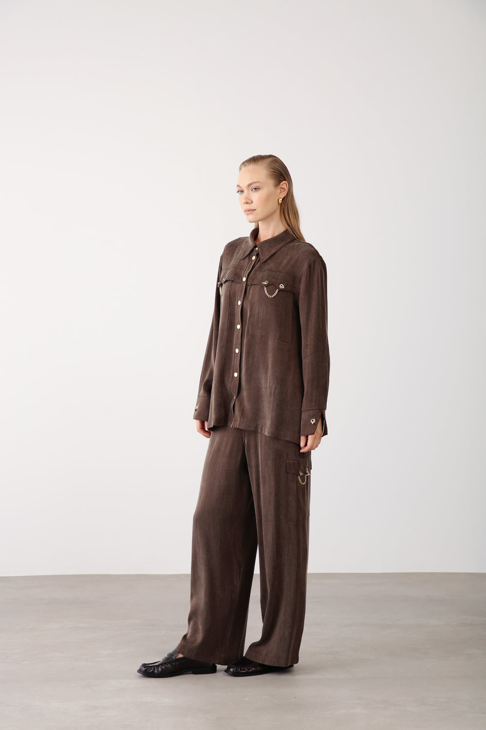 Wholesale Cupra Chain-Detail Pants - Brown