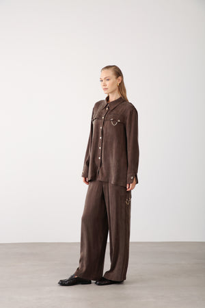 Wholesale Cupra Chain-Detail Pants - Brown