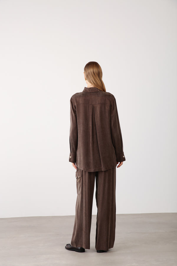 Wholesale Cupra Chain-Detail Shirt - Brown