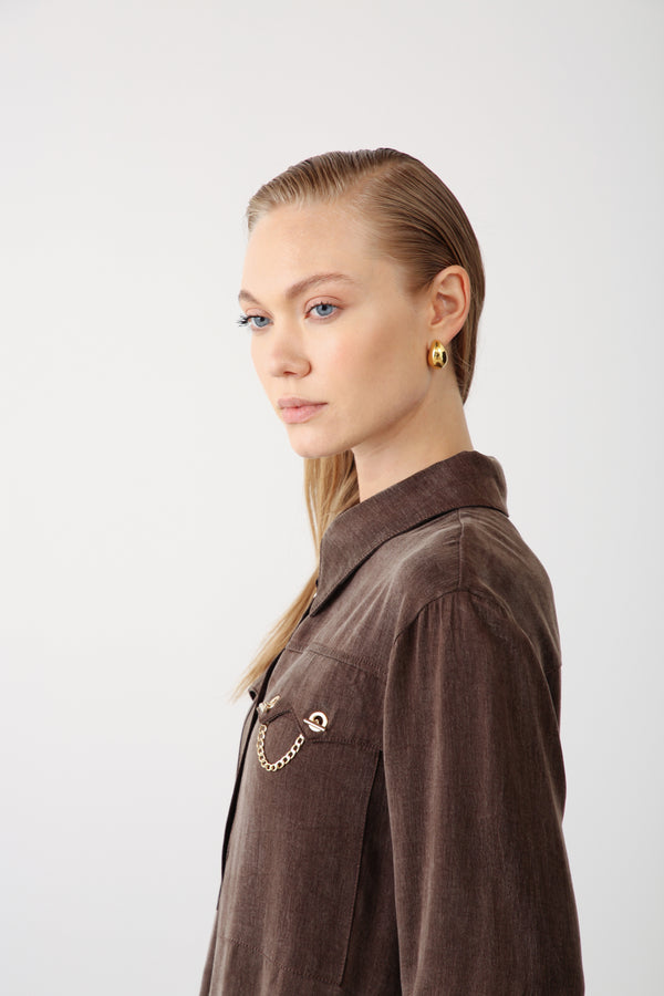 Wholesale Cupra Chain-Detail Shirt - Brown