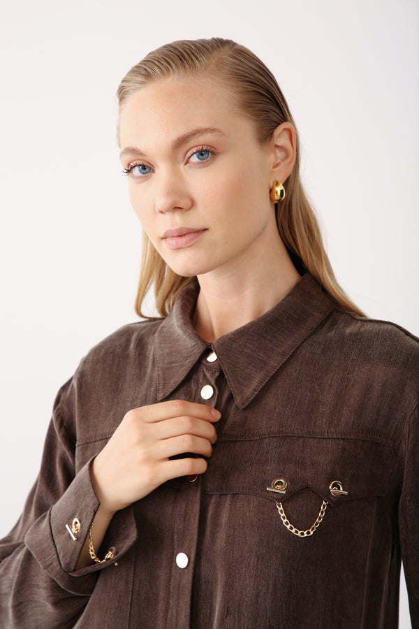Wholesale Cupra Chain-Detail Shirt - Brown