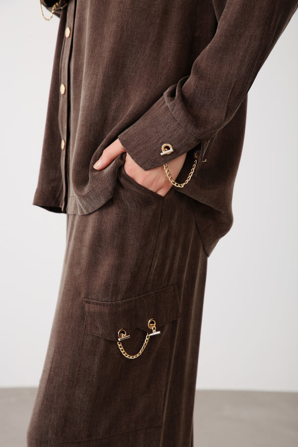 Wholesale Cupra Chain-Detail Pants - Brown