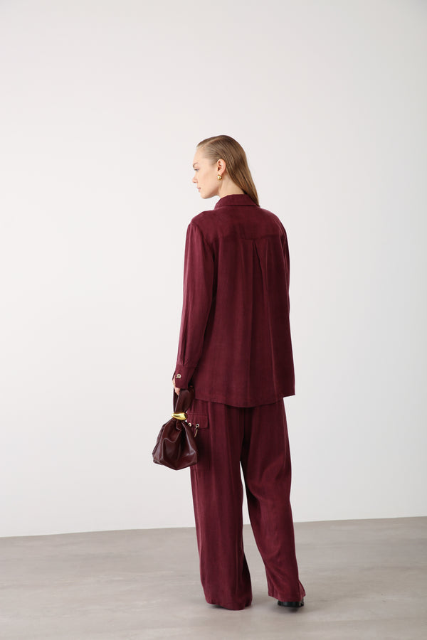 Wholesale Cupra Chain-Detail Shirt - Burgundy