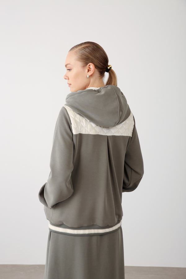 Wholesale Oysho Quilted Hoodie Jacket - Khaki