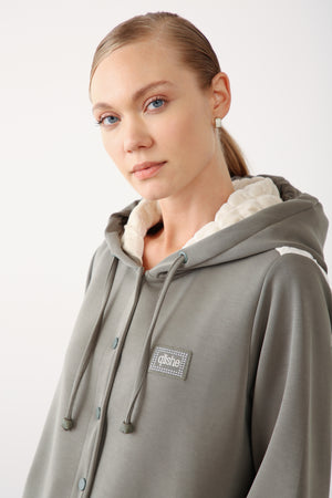 Wholesale Oysho Quilted Hoodie Jacket - Khaki