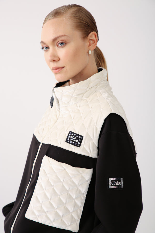 Wholesale Oysho Fabric Quilted Vest - Black