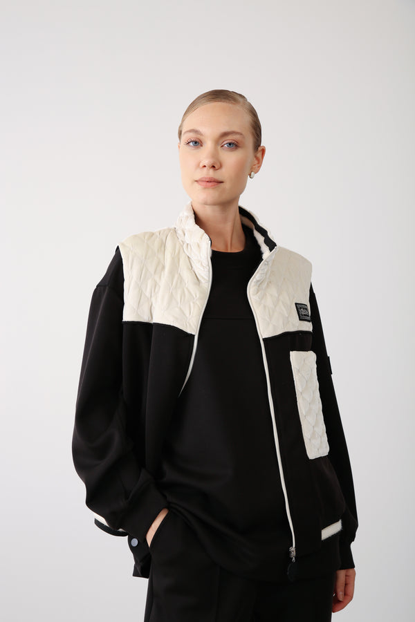 Wholesale Oysho Fabric Quilted Vest - Black