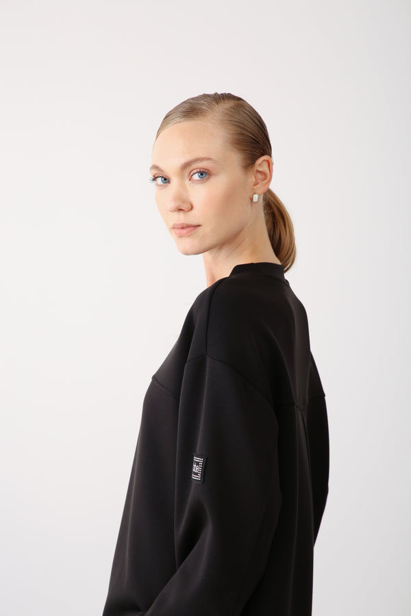 Wholesale Oysho Fabric Side Snap Detail Sweatshirt - Black