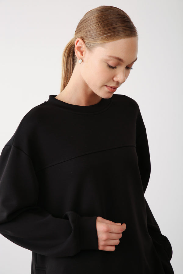 Wholesale Oysho Fabric Side Snap Detail Sweatshirt - Black