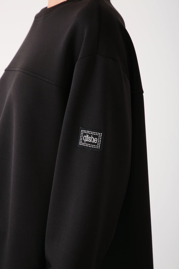 Wholesale Oysho Fabric Side Snap Detail Sweatshirt - Black