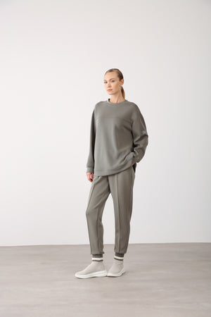 Wholesale Oysho Fabric Side Snap Detail Sweatshirt – Khaki