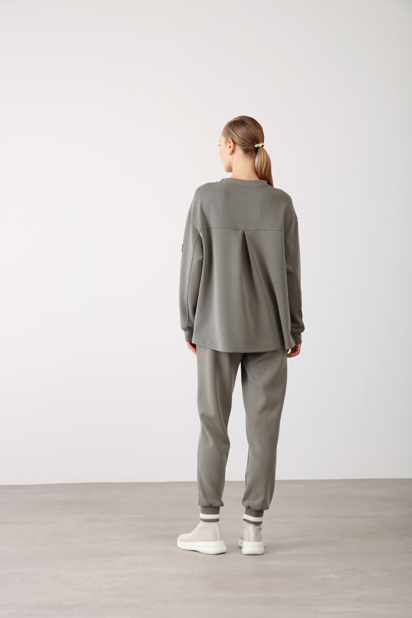 Wholesale Oysho Fabric Side Snap Detail Sweatshirt – Khaki
